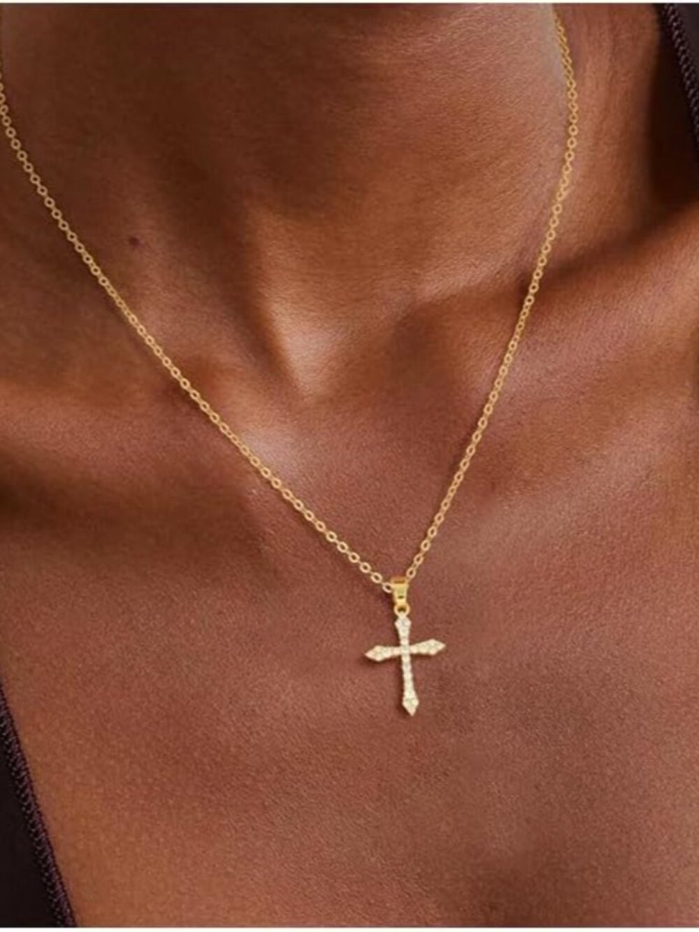 Cross Necklace for Women 14K Gold/Silver Plated Dainty Small Cross Pendant Choke